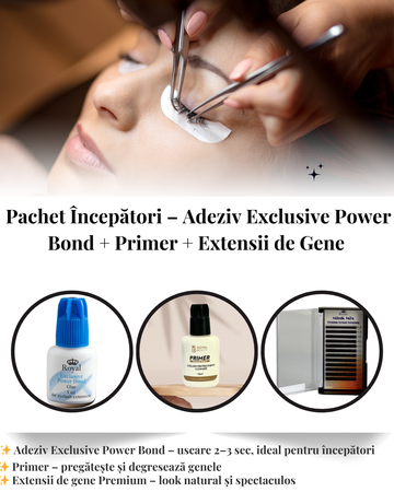 Pachet Începători – Adeziv Exclusive Power Bond + Primer + Extensii de Gene