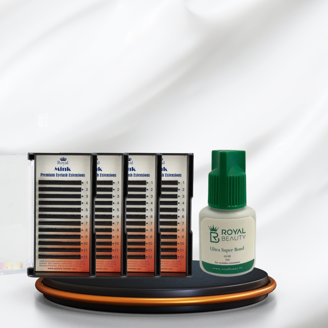 Pachet Royal – 4 cutii Extensii Gene Mink CC 0.10 + Adeziv Ultra Super Glue 5 ml