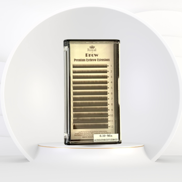 Extensii sprâncene Premium ROYAL, culoare DARK BROWN, Grosime 0.10 mm, Lungime Mix, 12 rânduri