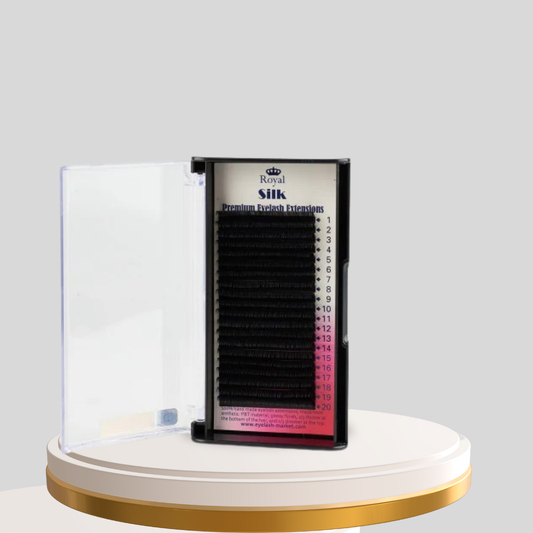 Pachet 5 Cutii Extensii de Gene ROYAL Silk D 0.12 mm – Lungimi 9, 10, 11, 12, 13 mm, 20 Rânduri Premium