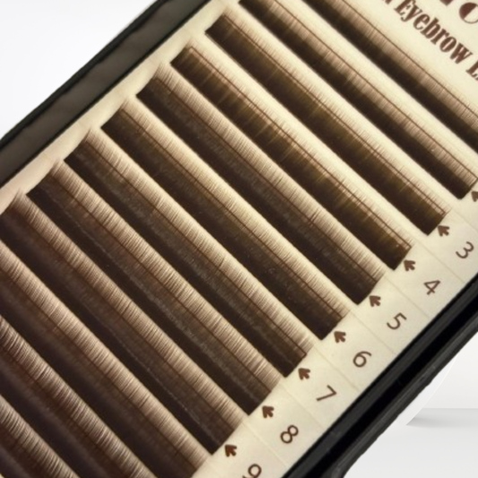 Extensii sprâncene Premium ROYAL, culoare DARK BROWN, Grosime 0.10 mm, Lungime Mix, 12 rânduri