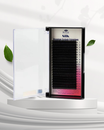 Extensii de gene Premium ROYAL Silk, Individuale, Curbură CC, Grosime 0.12 mm, Lungime 7-15 mm, 20 rânduri
