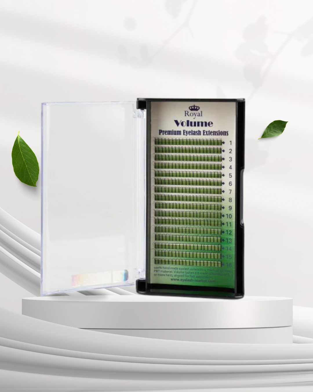 Extensii de gene Premium ROYAL Volume 2D, Individuale, Curbură D, Grosime 0.12 mm, Lungime 7-15 mm, 16 rânduri