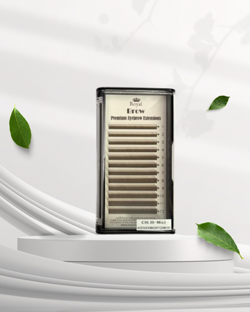Extensii sprâncene Premium ROYAL, culoare Medium Brown, Grosime 0.10 mm, Lungime Mix, 12 rânduri