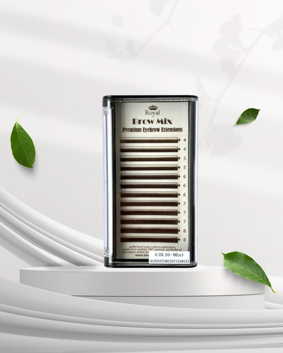 Extensii sprâncene Premium ROYAL, culoare DARK BROWN, Grosime 0.10 mm, Lungime Mix, 12 rânduri