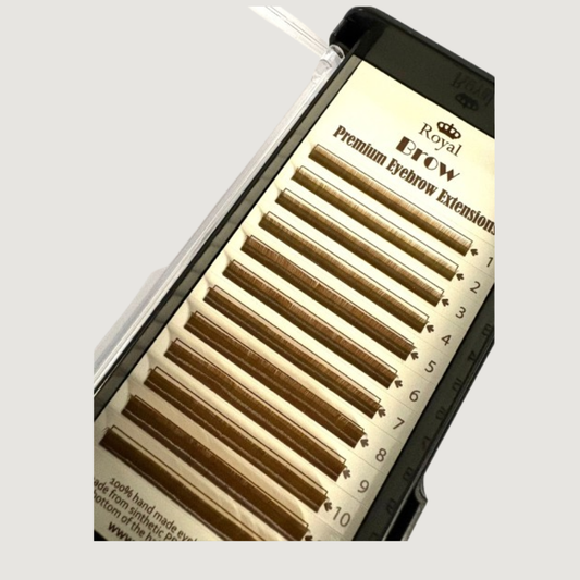 Extensii de gene (marimi mici) ROYAL Silk (Maro medium), Curbură C, Grosime 0.10 mm, Lungime Mix, 12 rânduri