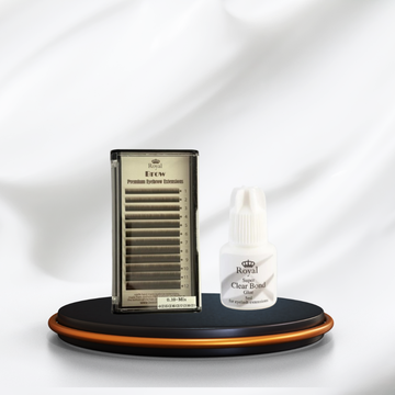 Pachet Premium Royal – Extensii Sprâncene Dark Brown (0,10 mm)+ Adeziv Clear
