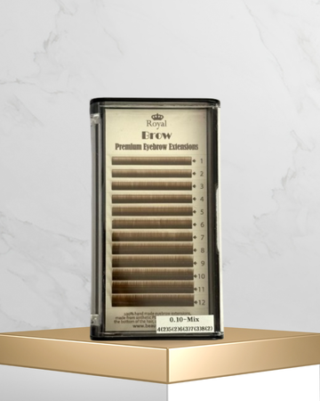 Extensii sprâncene Premium ROYAL, culoare Medium Brown, Grosime 0.10 mm, Lungime Mix, 12 rânduri