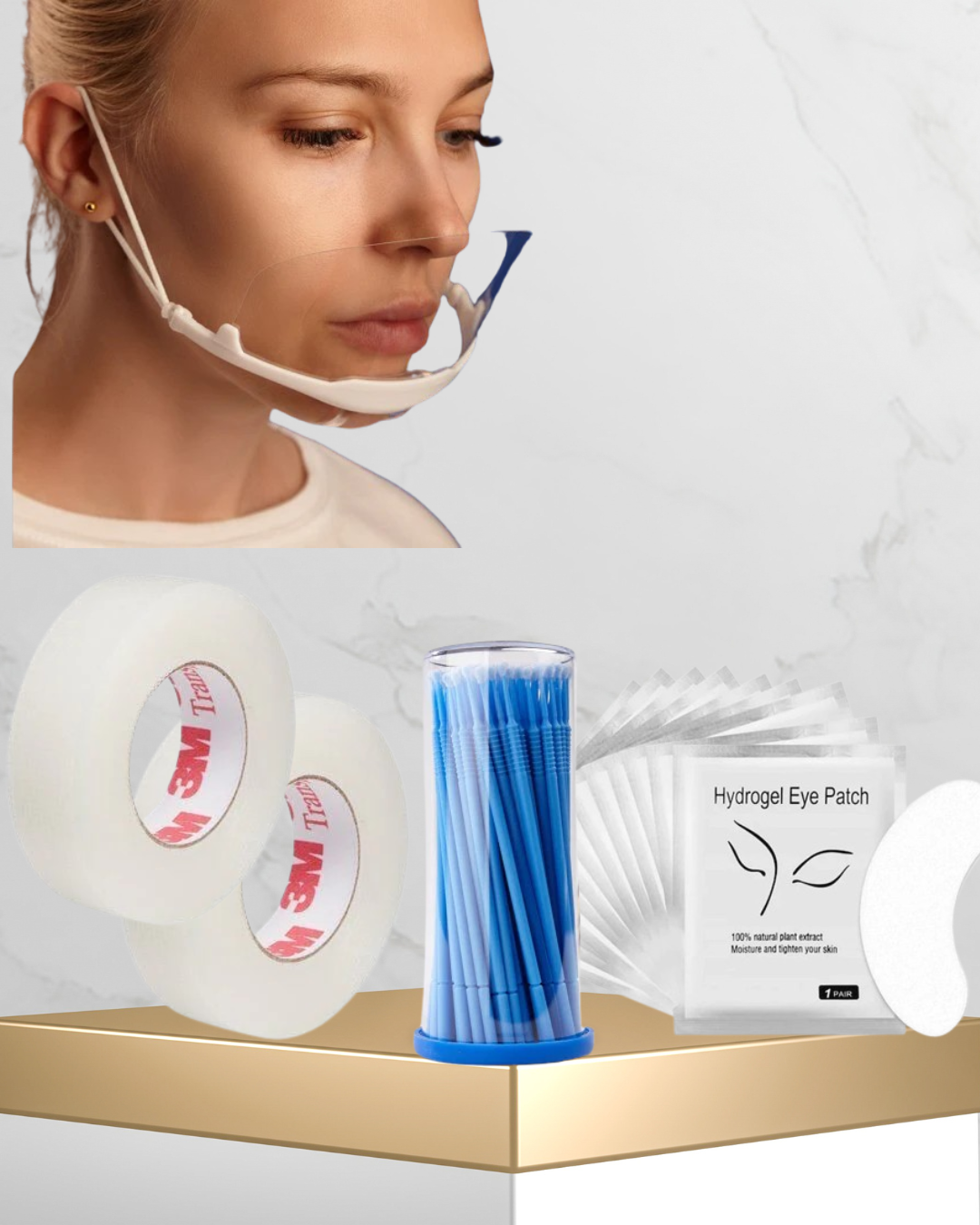 Pachet Profesional – Plasturi + 2 Role Micropore+ Microaplicatoare + Mască Transparentă