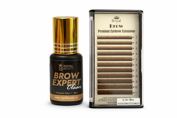 Pachet Extensii Sprâncene 0.10 Mix Maro Medium + Adeziv Brow Expert Clear