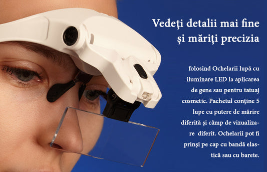 Ochelari ROYAL cu lupe interschimbabile și cu iluminare LED
